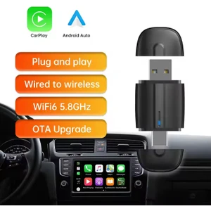 Tak Çalıştır Kablosuz Apple Carplay & Android Auto Mini USB Adaptörü Taşınabilir Bluetooth Wifi