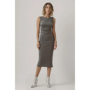 Omuzu Düğüm Detaylı Örme Elbise