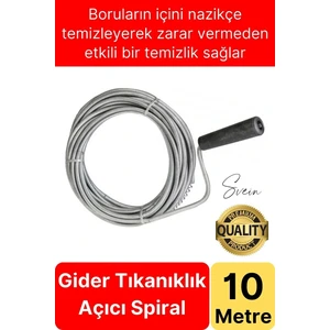 Premium 10 Metre Tıkanıklık Kanal Açma Klozet Gider Açıcı Boru Temizleme Spiral Tel Susta Manuel Uç