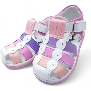 Ortopedik İlk Adım Kız Bebek Sandaleti KİAGCM2406 Beyaz Pudra 20
