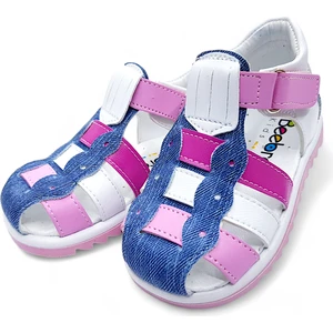 Ortopedik İlk Adım Kız Bebek Sandaleti KİAGCM2406 Kot Rengi Pembe Fuşya 21