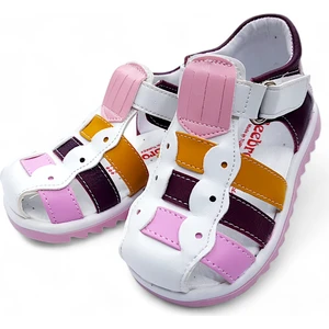 Ortopedik İlk Adım Kız Bebek Sandaleti KİAGCM2406 Beyaz Bordo Pembe 20
