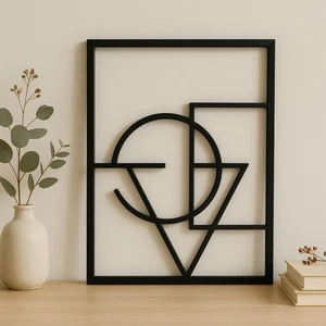 Love Temalı Modern Minimal Tasarım | Soyut Geometrik Siyah Duvar Dekoru