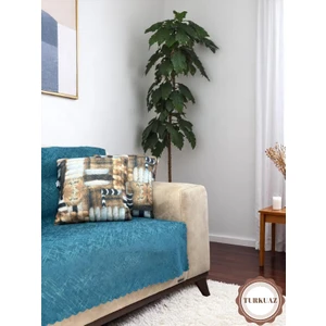 Pawn Mark Company Jakarlı Şönil Kaymaz Koltuk Örtüsü ve Çekyat Örtüsü 175 x 215  cm  | Mikrofiber Koltuk Şalı