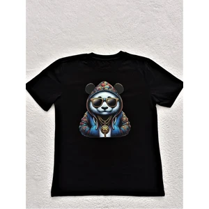 Hip-Hop Panda Baskılı Pamuklu Erkek Çocuk Tişörtü