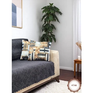 Pawn Mark Company Jakarlı Şönil Kaymaz Koltuk Örtüsü ve Çekyat Örtüsü 175 x 215  cm  | Mikrofiber Koltuk Şalı