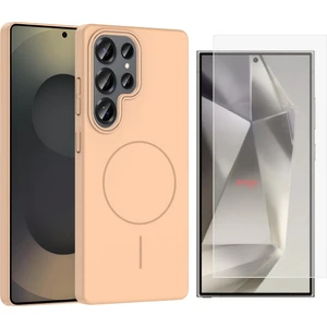 Samsung Galaxy S24 Ultra Kılıf M-safe Şarj Özellikli Zore Ruby Sert Kapak + Nano Ekran Koruyucu