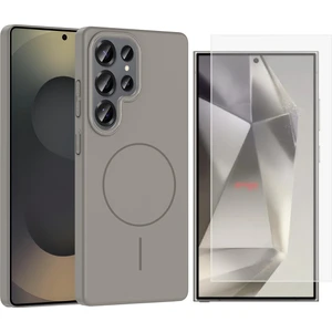 Samsung Galaxy S24 Ultra Kılıf M-safe Şarj Özellikli Zore Ruby Sert Kapak + Nano Ekran Koruyucu