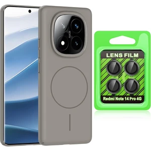 Xiaomi Redmi Note 14 Pro 4G Kılıf M-safe Şarj Özellikli Zore Ruby Sert Kapak + Kamera Lens Koruyucu