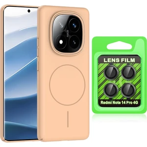 Xiaomi Redmi Note 14 Pro 4G Kılıf M-safe Şarj Özellikli Zore Ruby Sert Kapak + Kamera Lens Koruyucu