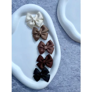 Kahverengi Fiyonk Kurdele Saçsız Bebek Tokası Seti