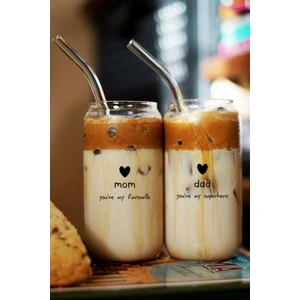 Caga Babalar Günü Ne Özel Isıya Dayanıklı Borosilikat 2 Adet Cam Pipetli | Kahve ve Sunum Bardağı |