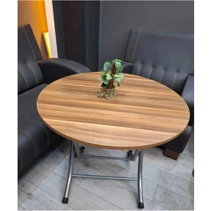 100 cm Mermer Desenli Yuvarlak Katlanır Masa Ders Çalışma ve Yemek Masası