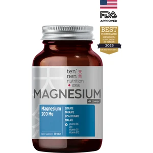 Tennen Nutrition Magnezyum 4x Complex, Sitrat, Taurat, Malat, Biglisinat, Vitamin D, B6, B12, Çinko, 30 Tablet