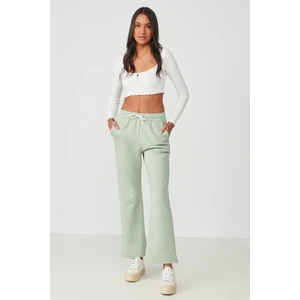 Wide Leg Ispanyol Paça Eşofman Altı 804 Fıstık Yeşil