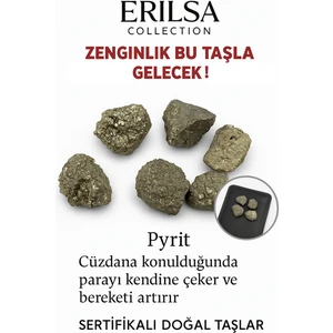 Sertifikalı Tamburlanmış Cüzdan Boy Pirit Taşı Kütle - El Taşı - Zihinsel Güç Maddi Enerji Koruması