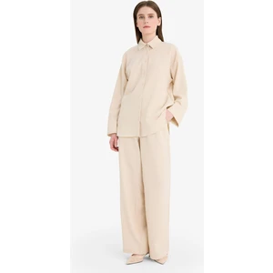 Relax Fit 2'li Takım Gofre Dokulu Uzun Kollu Gömlek Pantolon F4094AX25SM