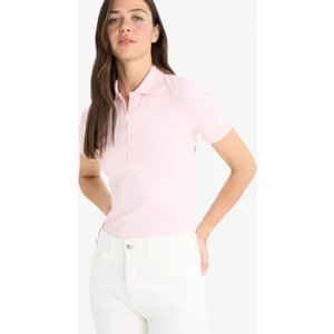 Slim Fit Dar Kesim Fitilli Kaşkorse Kısa Kollu Polo Tişört E6577AX25SP