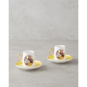 Selene Porselen 4 Parça 2 Kişilik Kahve Fincan Takımı 80 ml Sarı