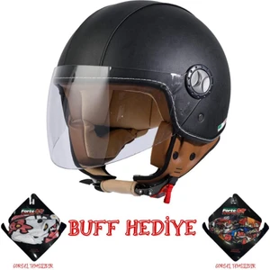 Sw 701 Black Leather Yarım Kask