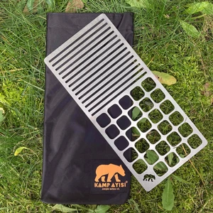 Kamp Ayısı Kamp Ayısı® Duowire™: Taşıma Çantalı Dikdörtgen Paslanmaz Çelik 28 cm x 13 cm 215 Gram Bushcraft Izgara Teli