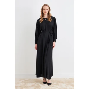 Kolları Piliseli Abaya - Siyah