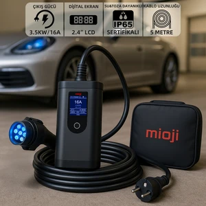 Mio 717 3.5KW/16A 2.4 LCD Ekran IP65 Suya Dayanıklı Taşınabilir Elektrikli Araç Şarj Cihazı