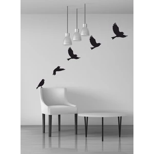 trc trafik Uçan Kuşlar Dekoratif Duvar Sticker Kuş Sürüsü Siyah 10'lu