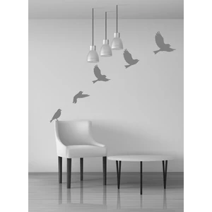 Uçan Kuşlar Dekoratif Duvar Sticker Kuş Sürüsü Gri (10 Adet) Ths-02-01-03