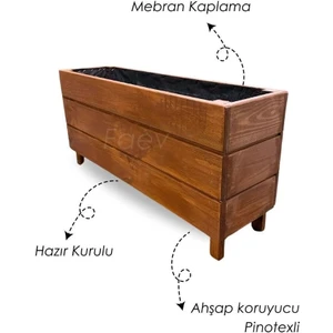 Ahşap Saksı Dış Mekan Çiçeklik Dekoratif Büyük Boy Saksı Hazır Kurulu 95CM x 26CM Yükseklik 45CM