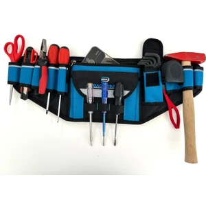 Bagprıme Usta Işi Bel Takım Çantası - Ayarlanabilir Kemer Özellikli - Elektrikçi, Inşaat ve Günlük Iş Kullanımına Uygun - Reflektörlü ve 14 Bölmeli