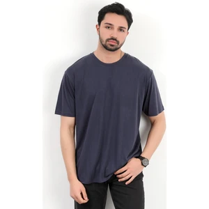 Erkek Bisiklet Yaka Basic Yumuşak Dokulu T-Shirt Lacivert - 2924