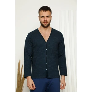Erkek %100 Pamuk Önden Düğmeli Cepli Uzun Kollu Pijama Takımı 6768