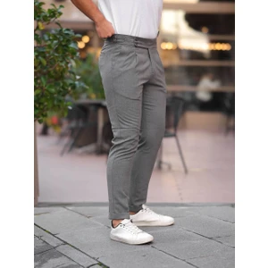 Erkek Old Money Pileli Kendinden Kemerli Kumaş Pantolon