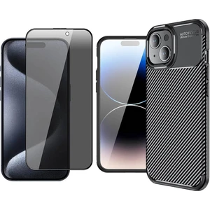 iPhone 14 Plus Kılıf Zore Negro Silikon Kapak + Vendas Ekran ve Kamera Lens Koruyucu Set