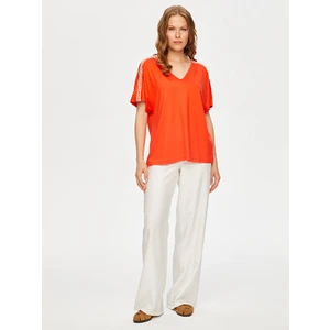 Resort Omuzları Şerit Detaylı V Yaka Kısa Kol T-Shirt S25TSH118