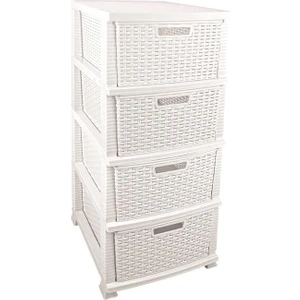 SRL-4002 Rattan Hasır Desen Plastik Komidin Mutfak Sebzelik 4 Katlı