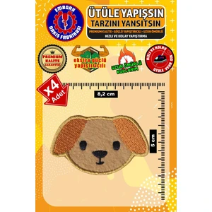 Ütü ile Yapışan Arma Yama, Sevimli Köpek (4 Adet) Ütüyle Yapışan Nakış Dokuma Aplike Patch
