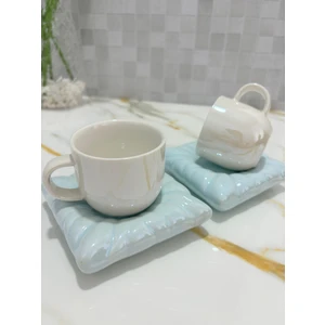 Porselen Yastık Minder Model 2'li Kahve Fincan Takımı