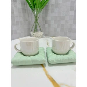 Porselen Yastık Minder Model 2'li Kahve Fincan Takımı