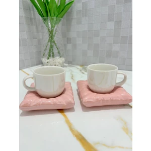 Porselen Yastık Minder Model 2'li Kahve Fincan Takımı