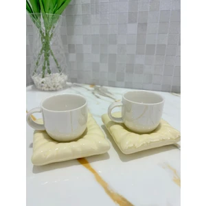 Porselen Yastık Minder Model 2'li Kahve Fincan Takımı