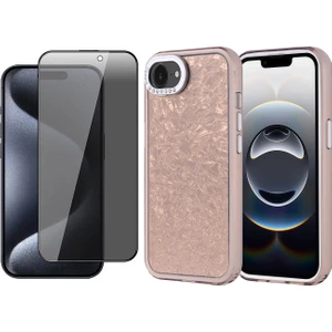 Apple iPhone 16E Kılıf Taşlı Tasarımlı Zore Kapi Kapak + Hayalet Ekran Koruyucu