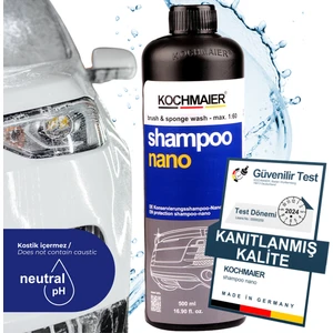 Şampuan Nano Oto Araç Cilalı Ph Nötr Kostiksiz Şampuan Temizleyici Kopüklü Konsantre 1:60 500 ml
