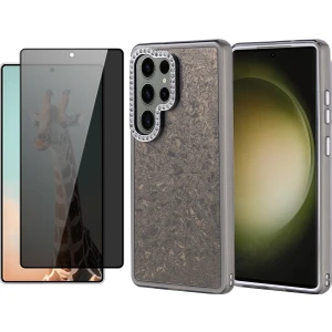 Samsung Galaxy S25 Ultra Kılıf Taşlı Tasarımlı Zore Kapi Kapak + Hayalet Ekran Koruyucu