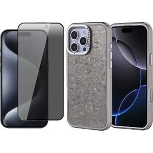 Apple iPhone 16 Pro Max Kılıf Taşlı Tasarımlı Zore Kapi Kapak + Hayalet Ekran Koruyucu