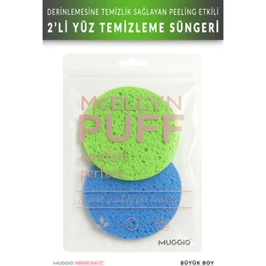 Büyük Boy 2'li Yüz Temizleme Süngeri Peeling Etkili Doğal