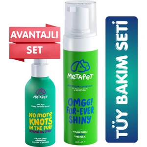 Köpek Tüy Dökülmesi Karşıtı Bakım Seti, Kuru Şampuan ve Kolay Tarama Ürünleri Spreyi - E Vitamini