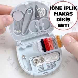 Çantalı Mini Çok Fonksiyonlu Iğne Iplik Düğme Dikiş Makas Seti