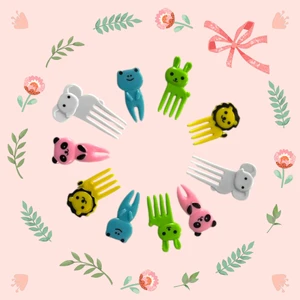 Sevimli Hayvan Figürlü 10 Adet Minik Çatal